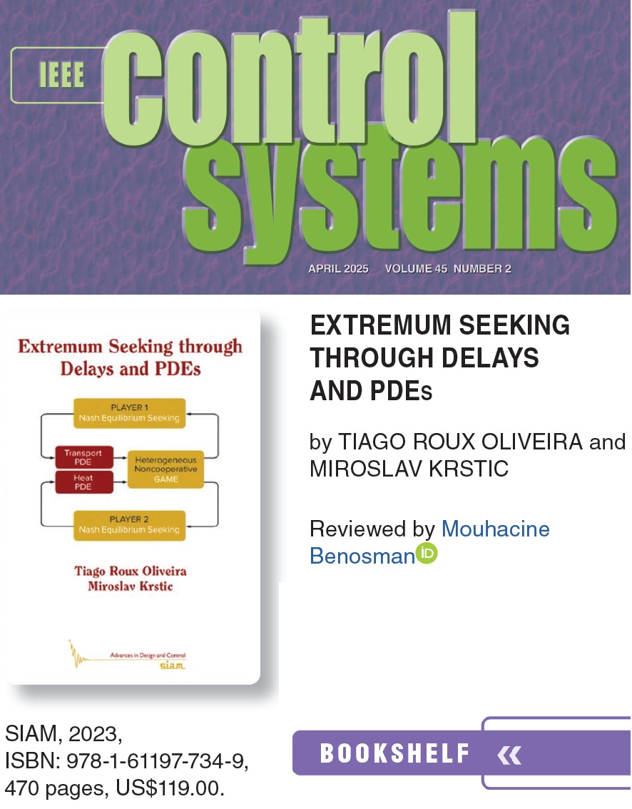 BOOK REVIEW IN IEEE CONTROL SYSTEMS MAGAZINE